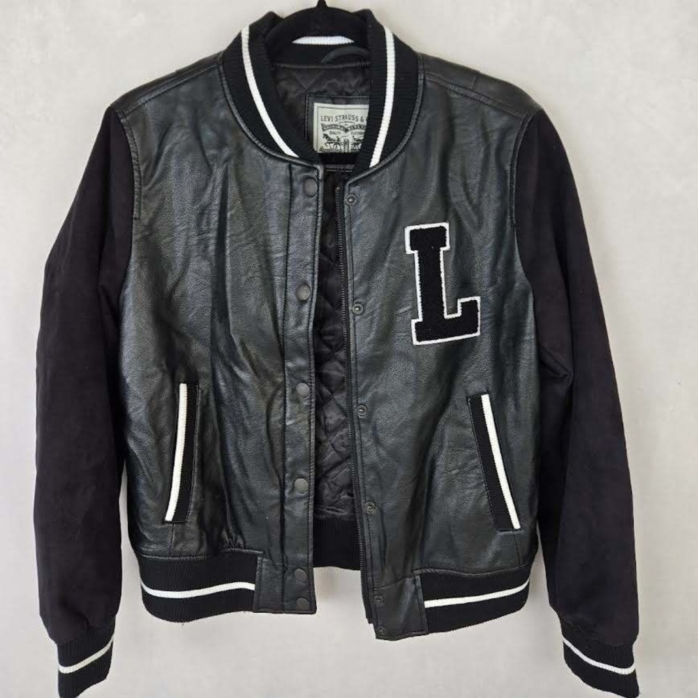 Levi's Black & White Varsity Bomber Jacket